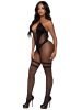 Opaque and Sheer Twist Halter Bodystocking