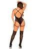 Lace Garter Teddy With Tie Front Keyhole O/s