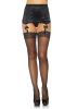 Sheer Lace Top Stockings With Rhinestone Backseam and Mini Bow Accent