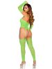2 Pc Lace Halter Footless Cami Garter With Attached Toe Loop Stockings O/s