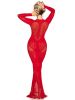 Red Lace and Net Body Con Gown