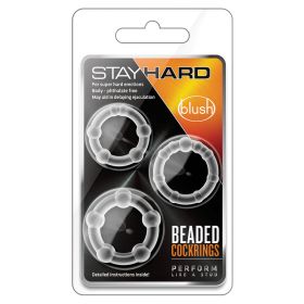 Stay Hard Beaded Cockrings Clear 3Pk