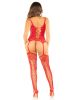 Red 2pc Cami with Attached Stockings, G