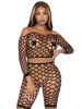 2 Pc Net Crop Top and Bike Shorts