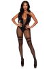 Opaque and Sheer Twist Halter Bodystocking