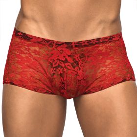 Male Power Stretch Lace Mini Short