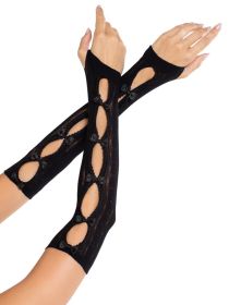 Sweetheart Striped Keyhole Arm Warmers O/s