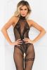 Lace & Net Choker Crotchless Bodystocking