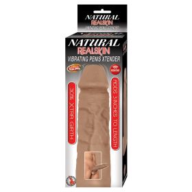 Natural Realskin Vibrating Penis Xtender Brown