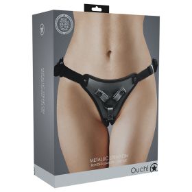Ouch! Metallic Strap On Harness Gun Metal