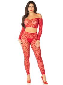 Red 2pc Croptop and Footless Tights