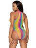 Rainbow Striped Halter Bodysuit With Snap Crotch