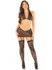 Black 3pc Bra Top, Garter Skirt, and Stockings