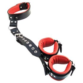 Rouge Group Leather Neck to Wrist Restraint with Padded Cuffs