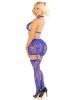 Blue 3pc Bra Top, Garter Skirt, and Stockings
