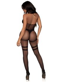Opaque and Sheer Twist Halter Bodystocking