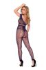 Crochet Net Footless Bodystocking with Cap Sleeves, Open Crotch