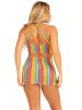 Rainbow Stripe Cross Over Mini Dress