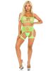 2 Pc Fishnet Bra Top and Garter Harness O/s