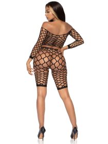 2 Pc Net Crop Top and Bike Shorts