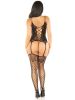 Black 2pc Cami with Attached Stockings, G