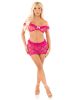 Magenta 2pc Bow Net Ruffle Bra Top and