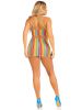 Rainbow Stripe Cross Over Mini Dress