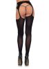 Diamond Net Opaque Stockings with Attached Garter