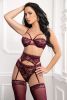 Italian Plum 4pc Bra, High Waist Panty, Belt and