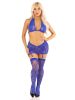 Blue 3pc Bra Top, Garter Skirt, and Stockings