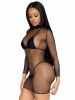 Ultra Net Long Sleeve High Neck Mini Dress