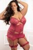 3 Pc Lace Garter Dress With Keyholes an Open Back Panty and Laced Garter