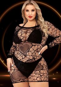 Long Sleeve Mini Dress (Option: Queen Size  Black)