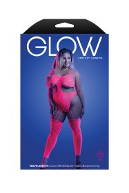 Wavelength Cutout Rhinestone Teddy Bodystocking (Option: Queen  Neon Pink)