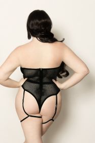 Fishnet and Strappy Elastic Teddy (Option: Queen Size  Black)