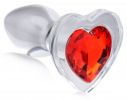 Red Heart Gem Glass Anal Plug