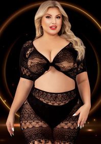 2 Piece Crop Top and Skirt Set (Option: Queen Size  Black)