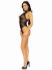 Net and Lace Keyhole Halter Bodysuit