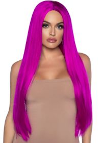 33 Inch Long Straight Center Part Wig (Option: Raspberry)