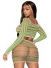 2 Pc Zig Zag Net Crop Top and Mini Dress