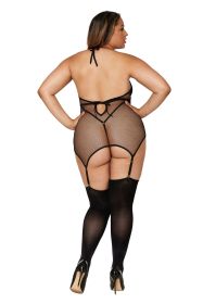 Garter Slip Teddy (Option: Queen Size  Black)