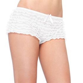 Lace Ruffle Tanga Shorts (Option: One Size  White)