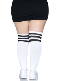 Over the Knee Athletic Socks (Option: 1x/2x  White/black)