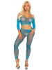 Rhinestone Fishnet Crop Top and Footless Tights O/s