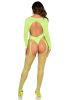 2 Pc Fishnet Suspender Lingerie Jumpsuit and Layered Opaque Teddy O/s
