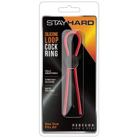 Stay Hard Silicone Loop Cock Ring (Option: Red)