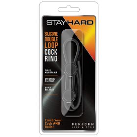 Stay Hard Silicone Double Loop Cock Ring (Option: Black)