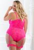 2 Pc Sheer Lace Teddy With Snap Crotch and Garters