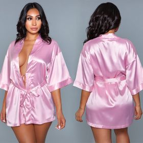 BeWicked Satin Robe (Option: PINK X Large Hanging)
