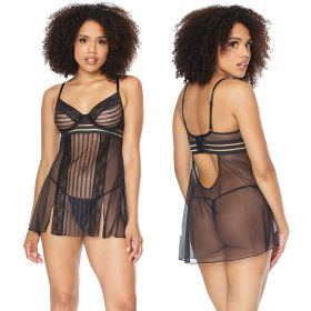 Coquette Babydoll & G String Set (Option: Black X Large Hanging)